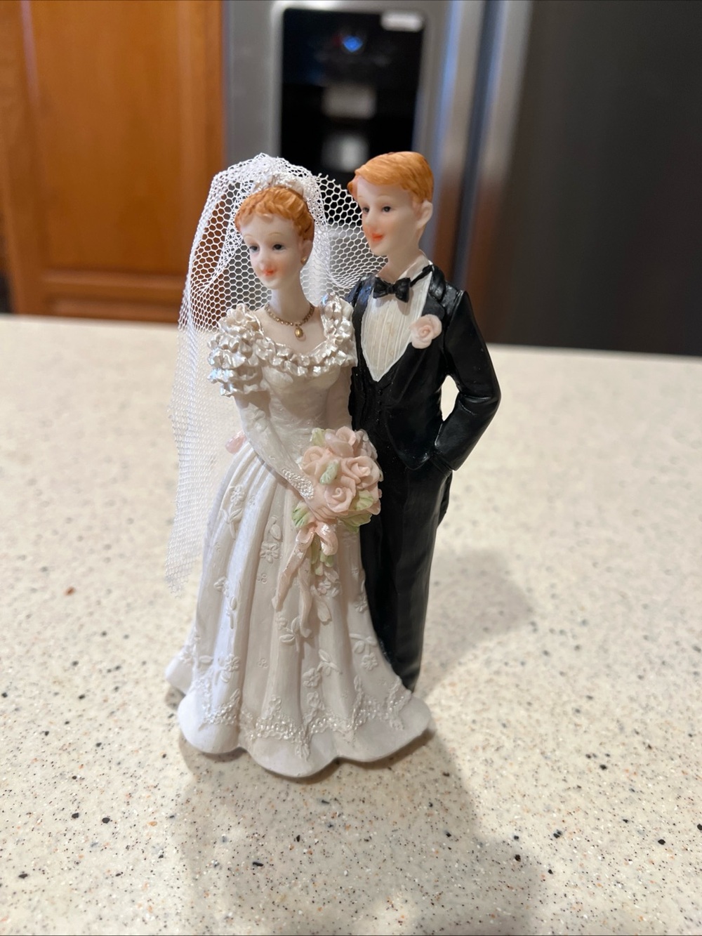 Classic Bride and Groom Wedding Cake Topper - White & Black